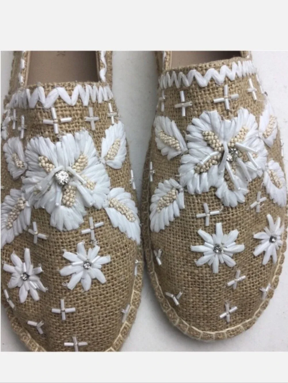 NWT Antik Batik X Johnny Was Tori Beaded Rhinestone Embroidered Espadrille Flats